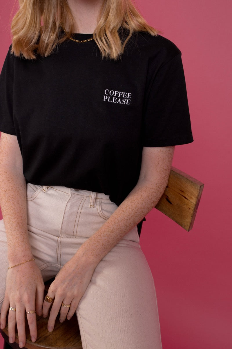 Embroidered Coffee Please T-Shirt