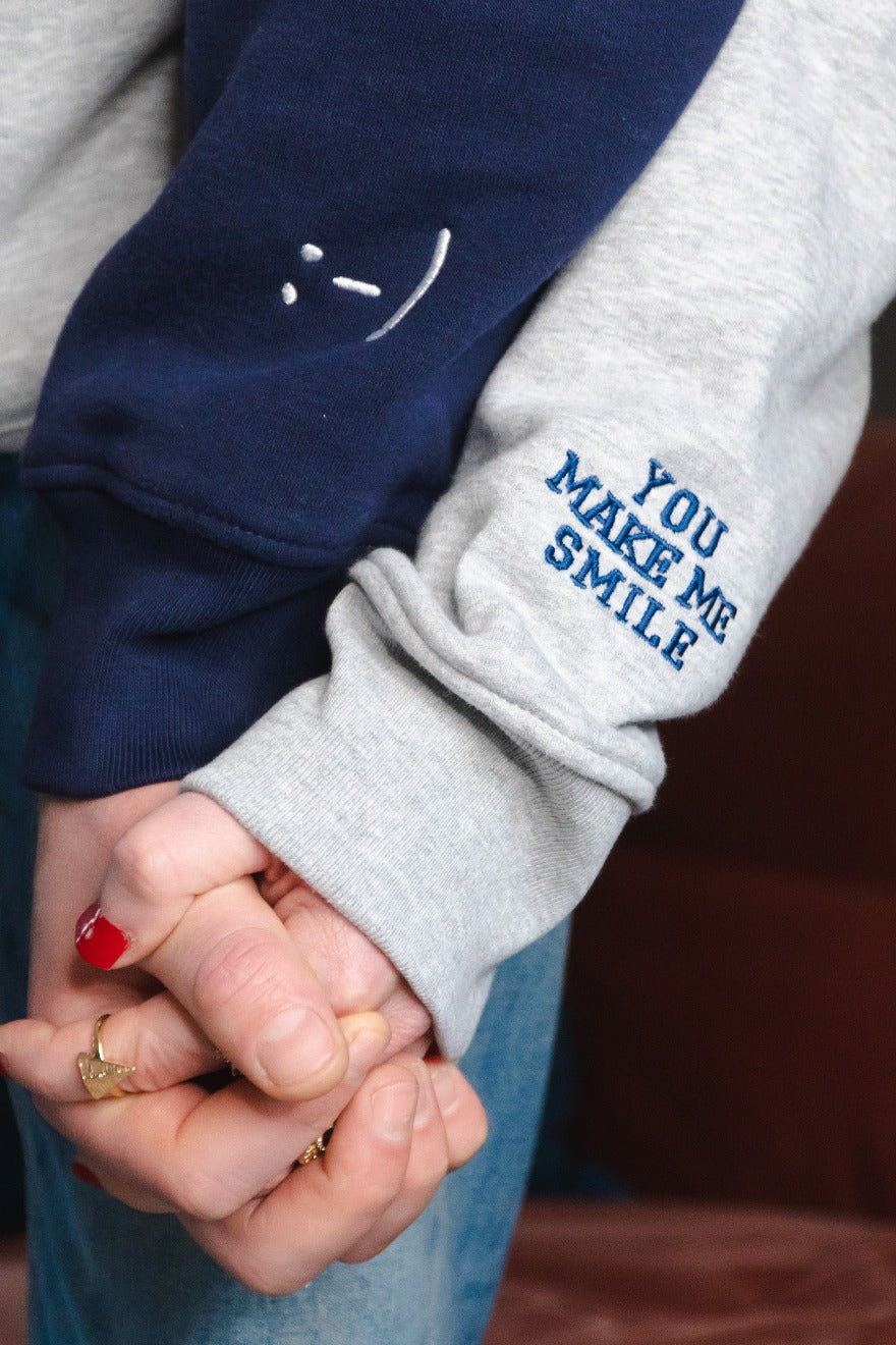 Embroidered You Make Me Smile Sweatshirt Set