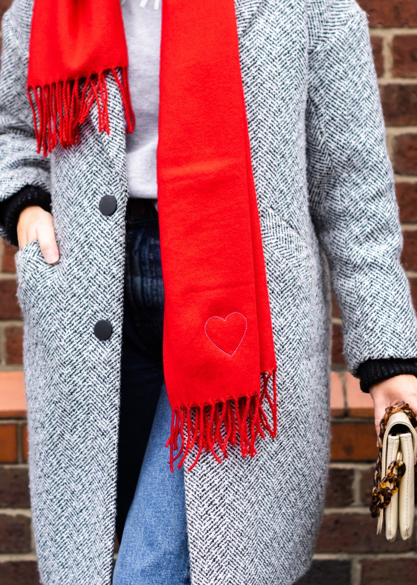 Embroidered Heart Scarf