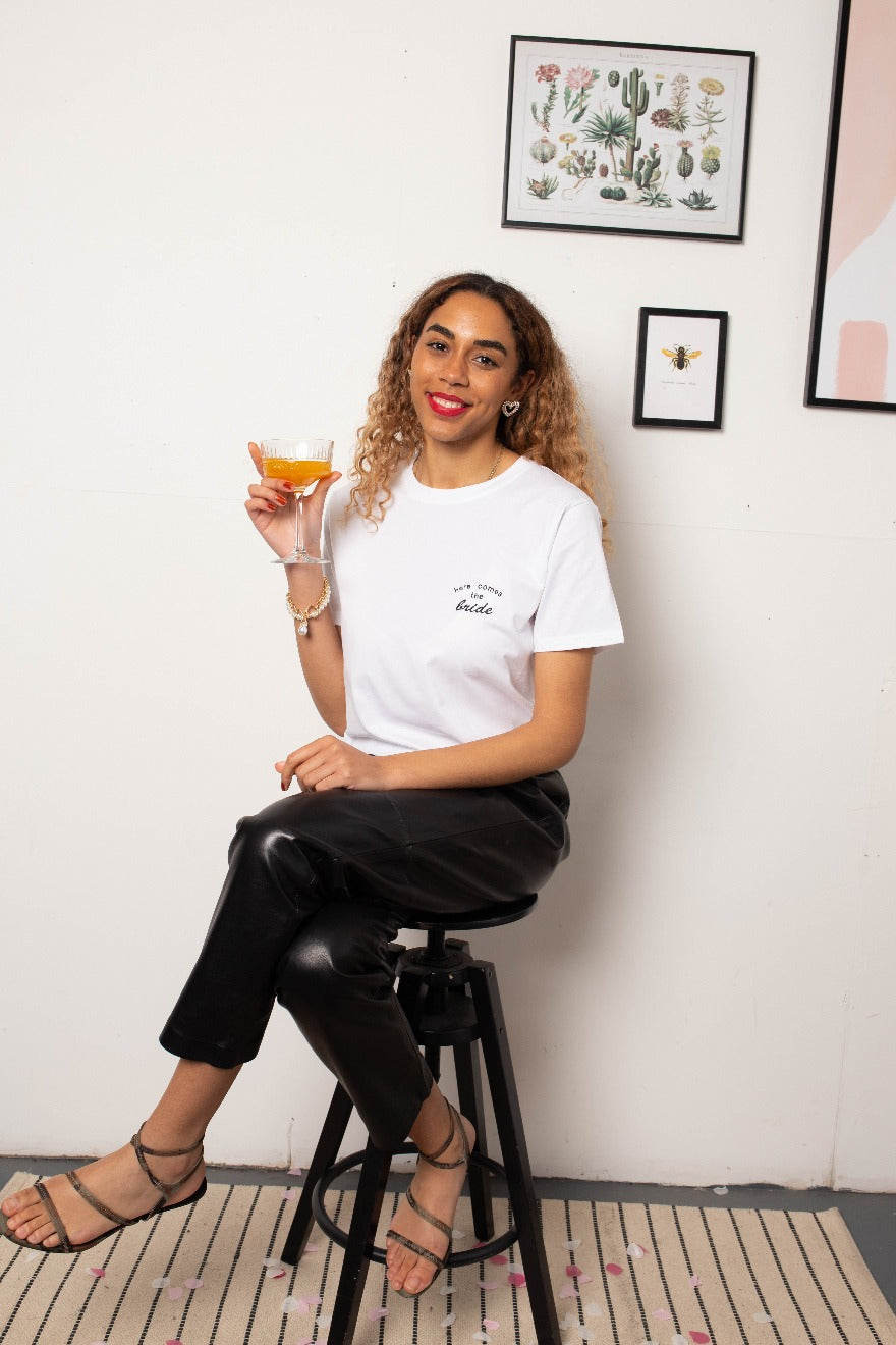 Embroidered Here Comes The Bride T-shirt