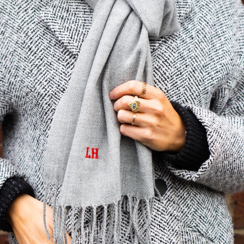 Embroidered Personalised Initial Scarf
