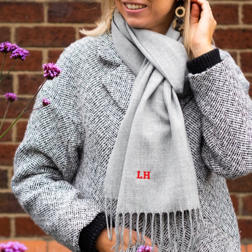Embroidered Personalised Initial Scarf