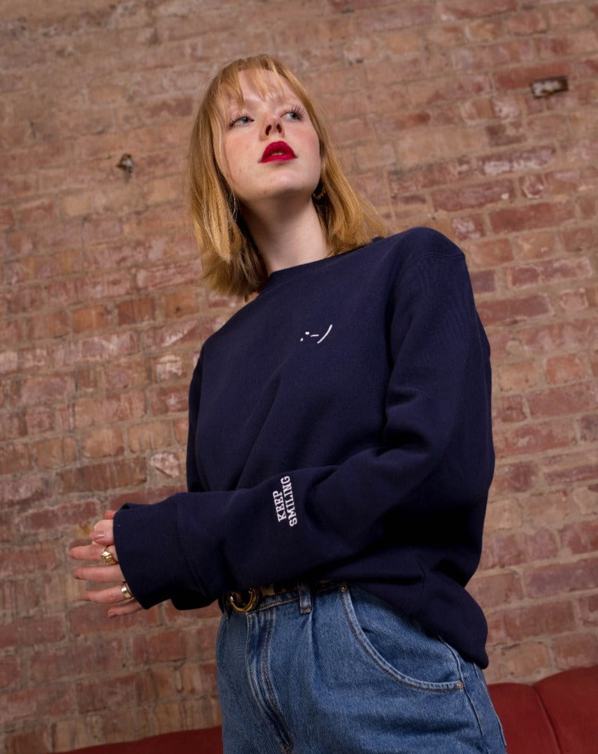 Embroidered Keep Smiling Sweatshirt