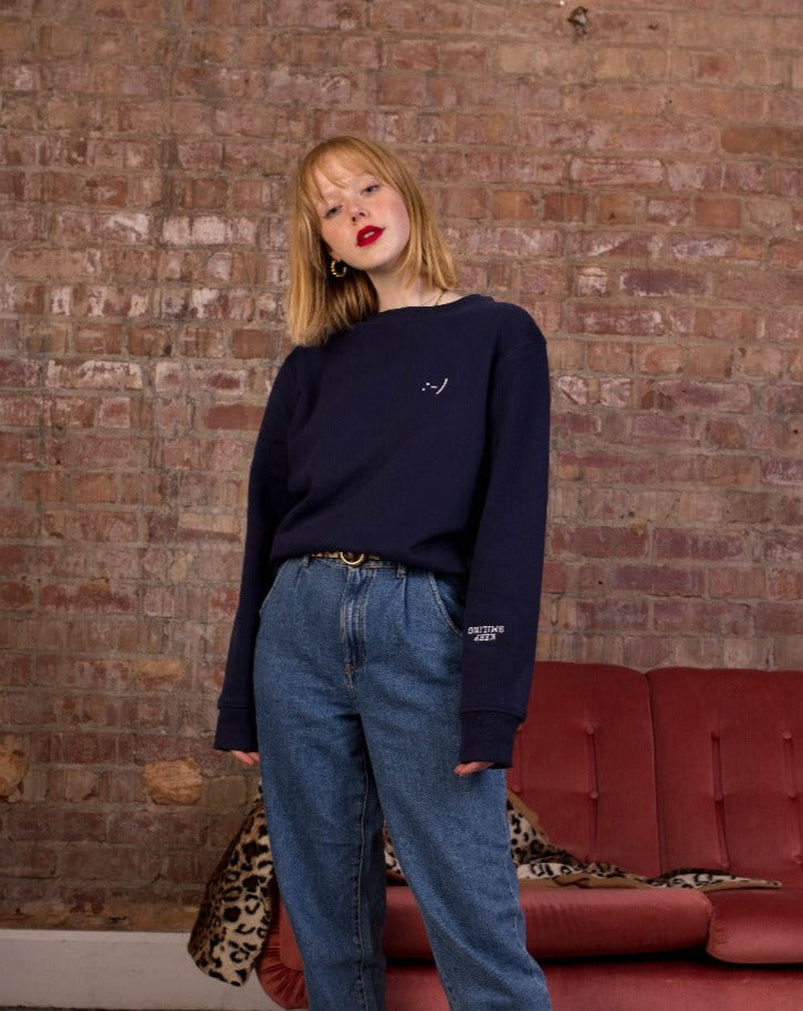 Embroidered Keep Smiling Sweatshirt