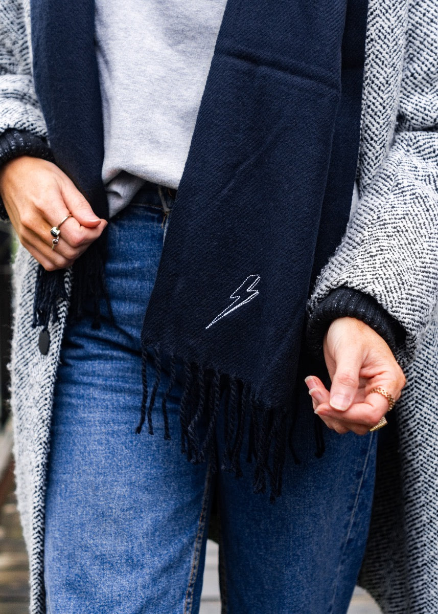 Embroidered Lightning Bolt Scarf