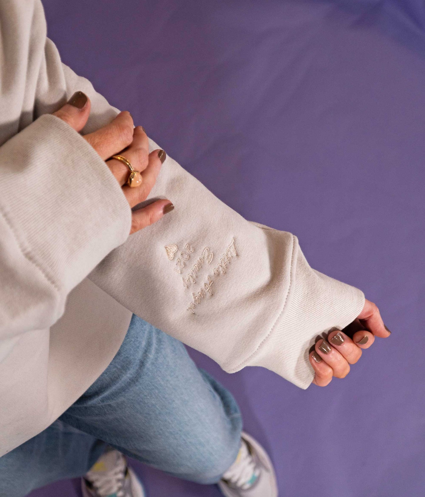 Embroidered Personalised Angel Baby Cuff Sweatshirt