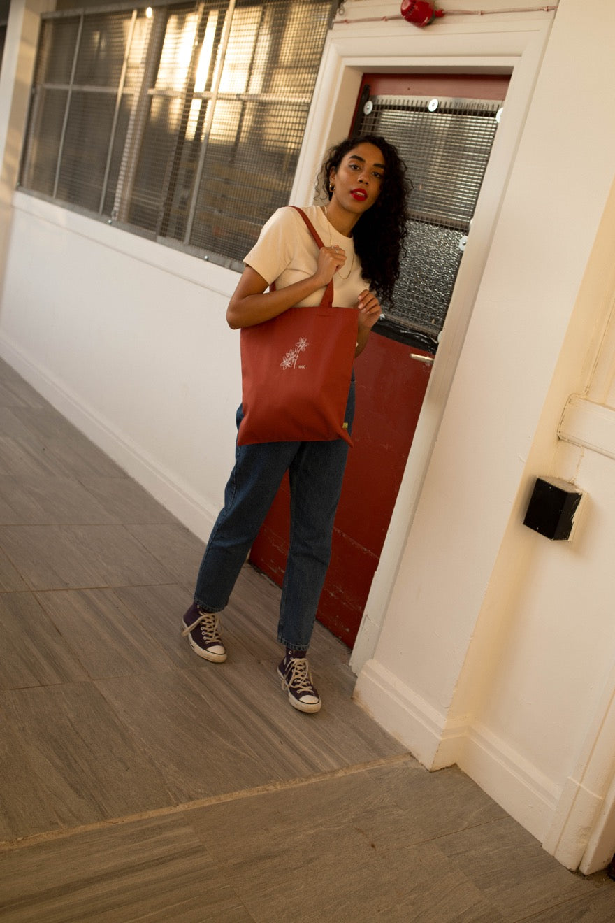 Embroidered Birth Flower Tote Bag