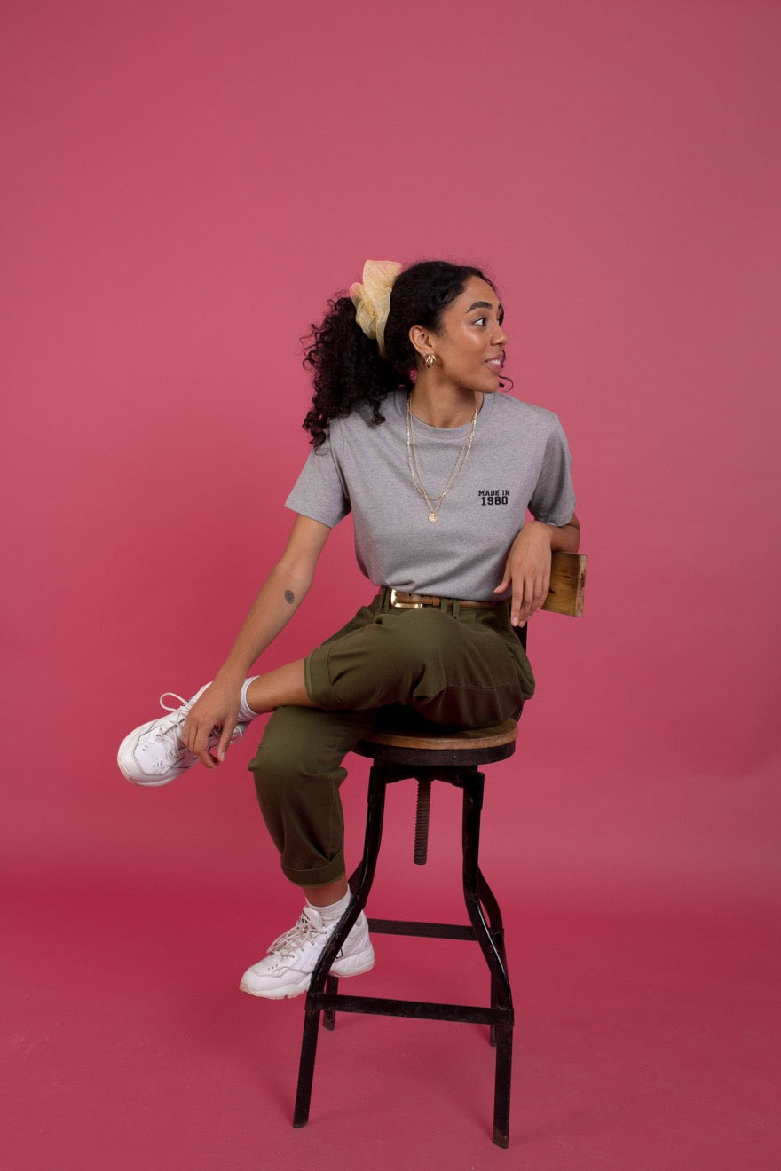 Embroidered Made In Year T-shirt