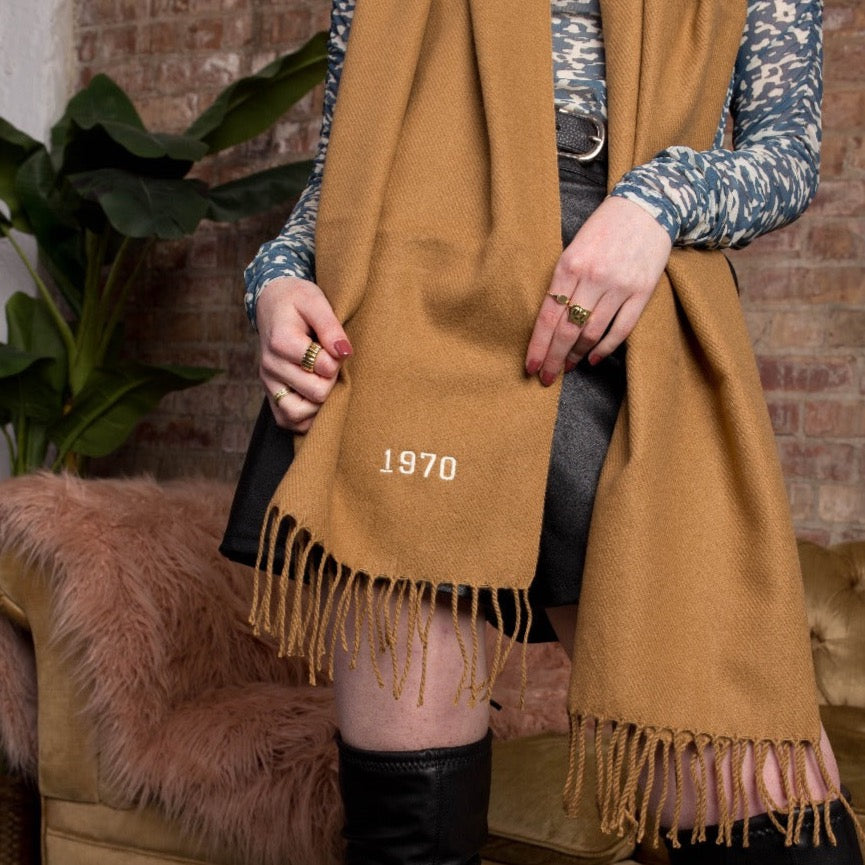 Embroidered Year Personalised Scarf