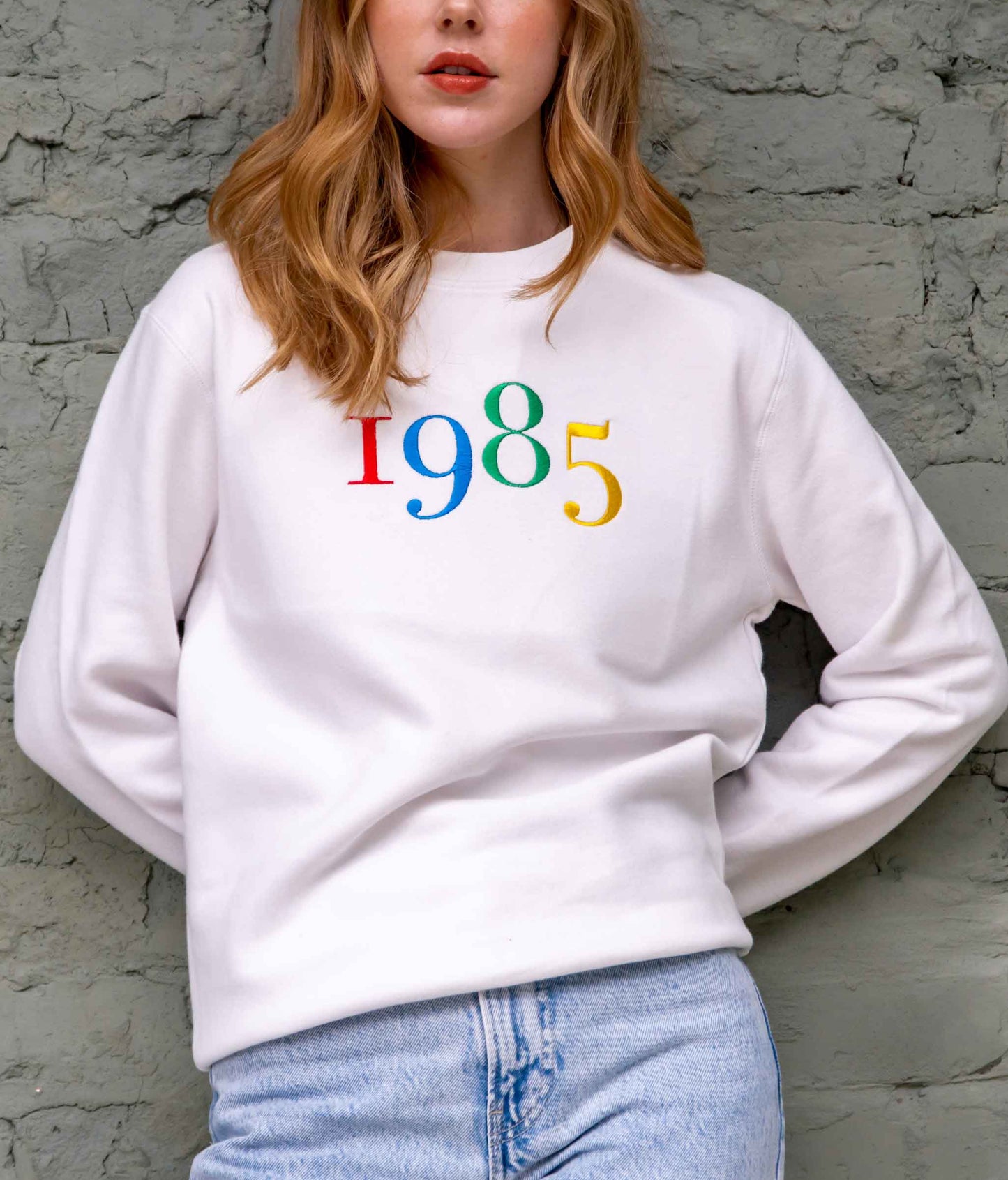 Personalised Embroidered Serif Year Sweatshirt