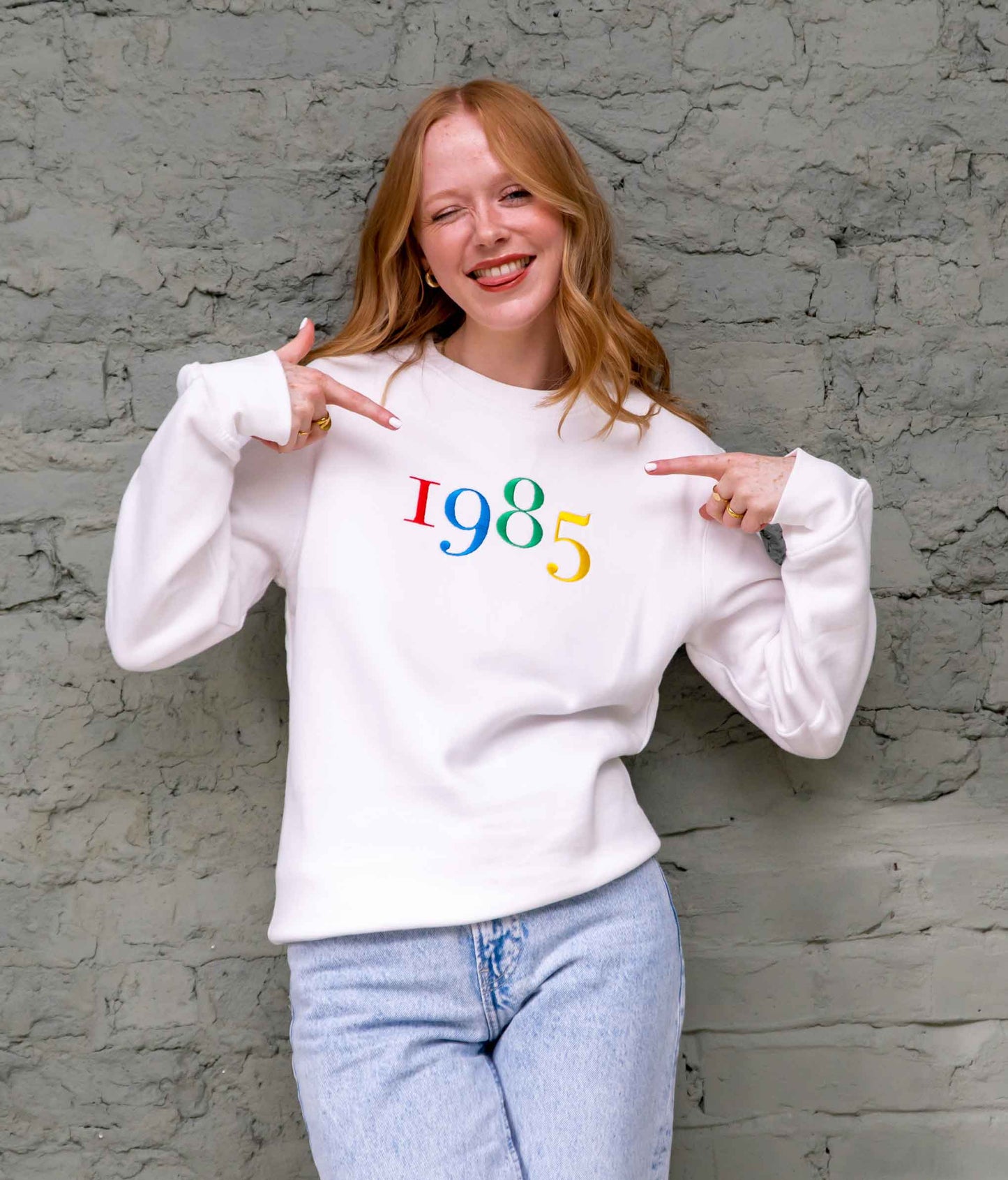 Personalised Embroidered Serif Year Sweatshirt