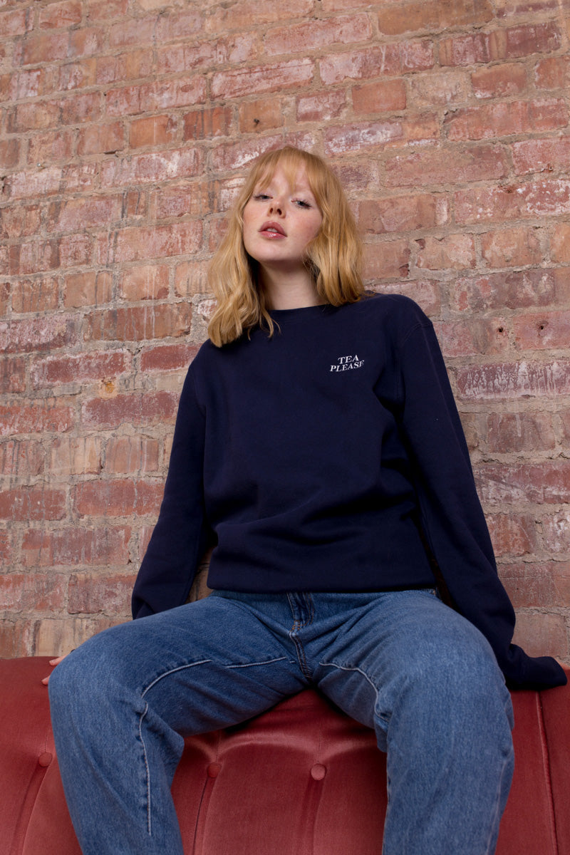 Embroidered Tea Please Sweatshirt