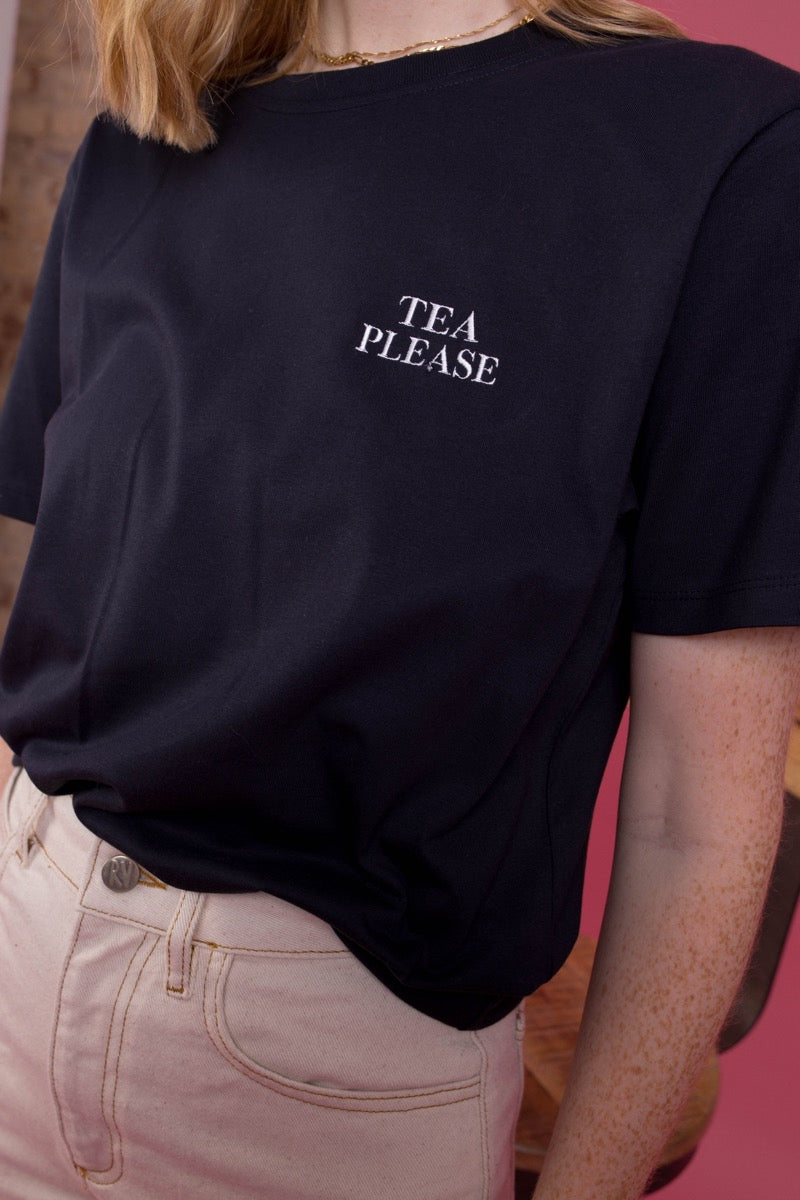 Embroidered Tea Please T-shirt