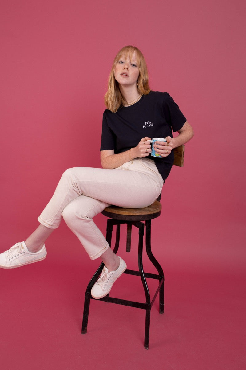 Embroidered Tea Please T-shirt