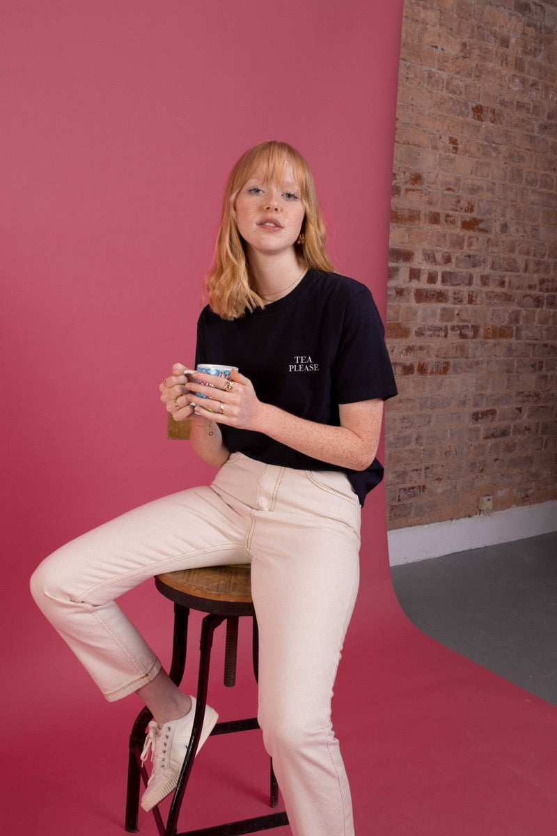 Embroidered Tea Please T-shirt