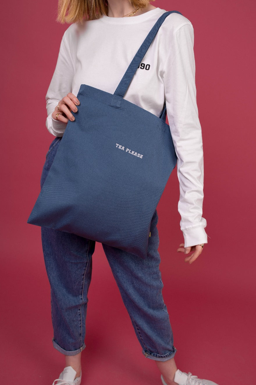 Embroidered Tea Please Tote Bag