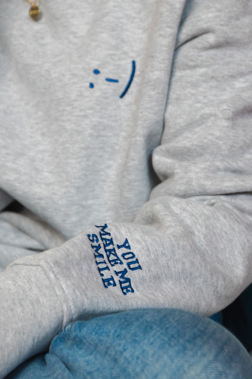 Embroidered You Make Me Smile Sweatshirt Set