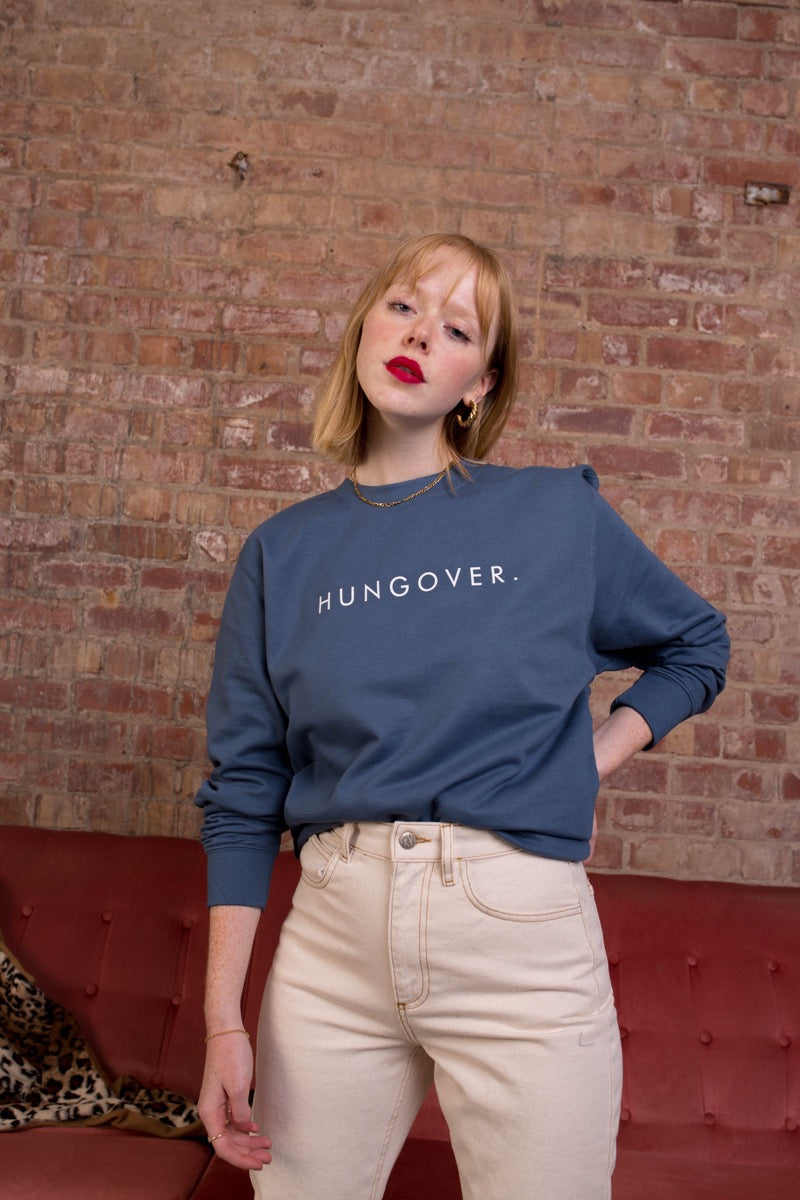 L/XXL Hungover Dusky Blue Sweatshirt SALE