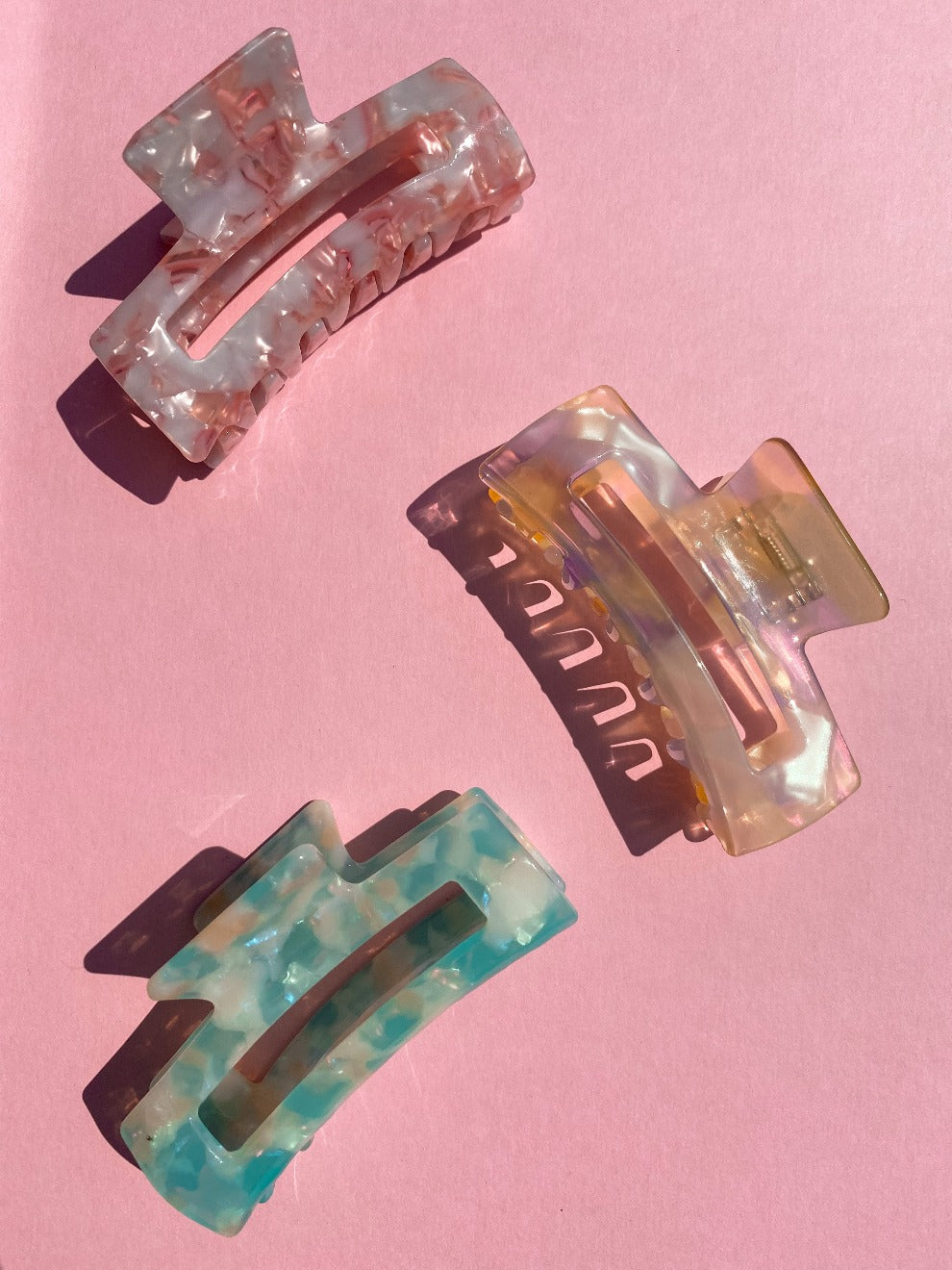 Teal Pearlescent marble Claw Clip