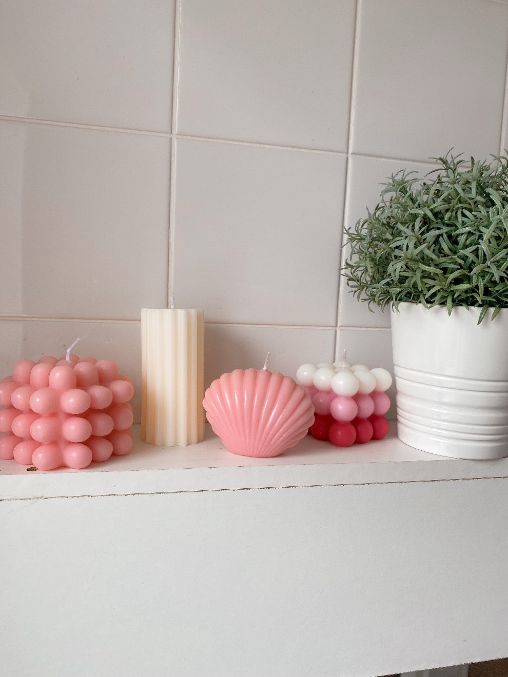 Blush Pink Bubble Cube Candle
