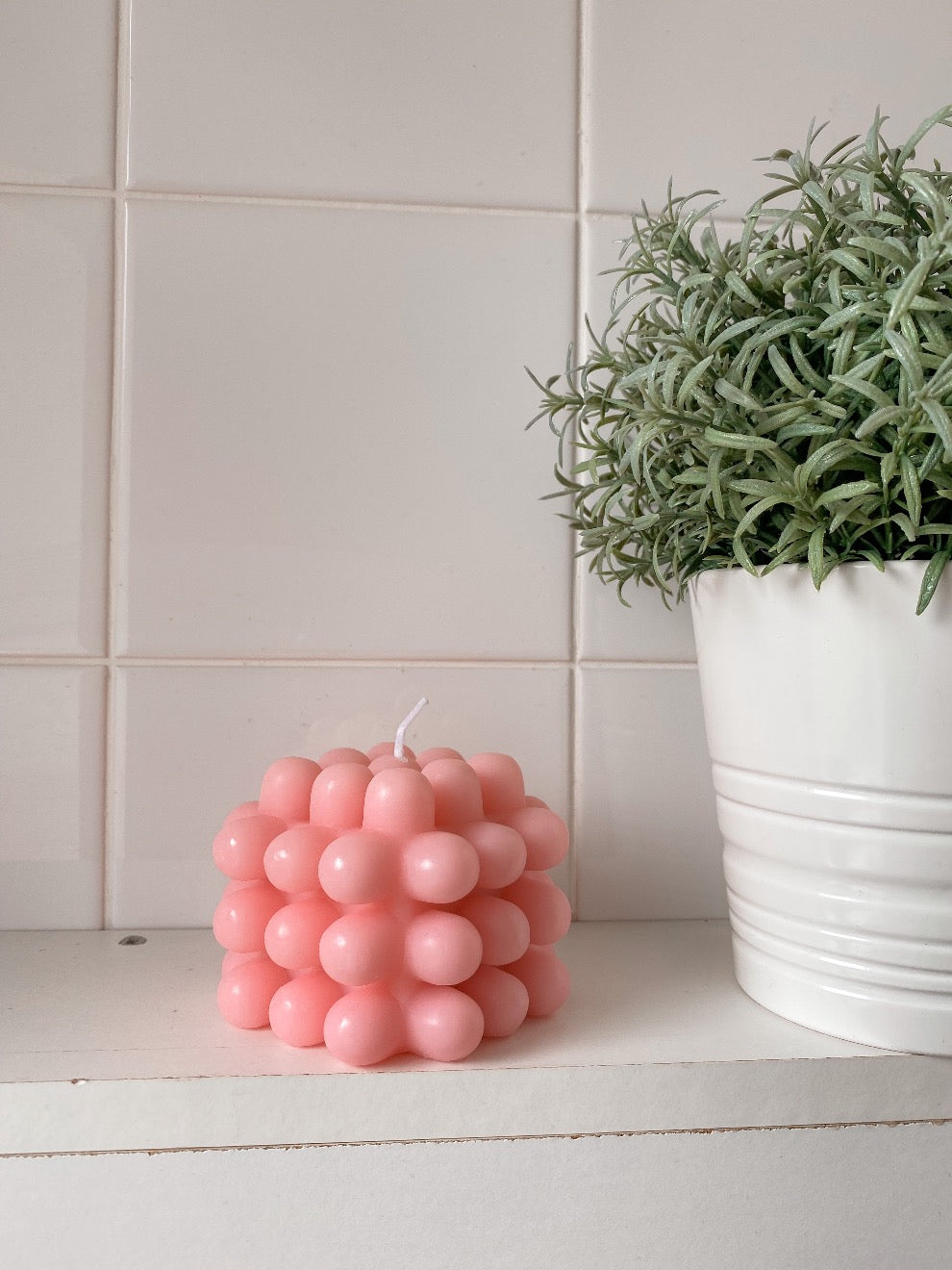 Blush Pink Bubble Cube Candle