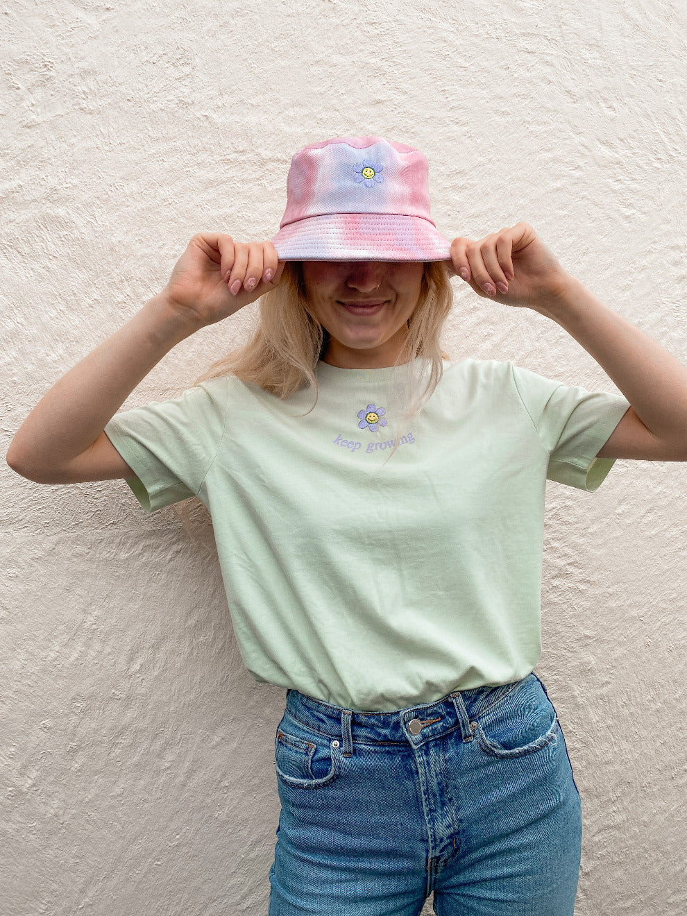 Embroidered Tie Dye Bucket Hat