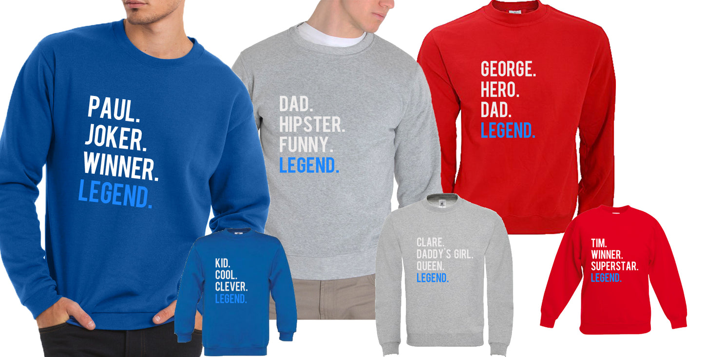 Mens personalised Legend Sweatshirt