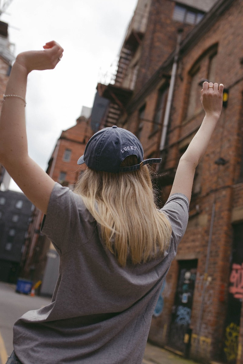 Denim Blue Embroidered Lucky Cap