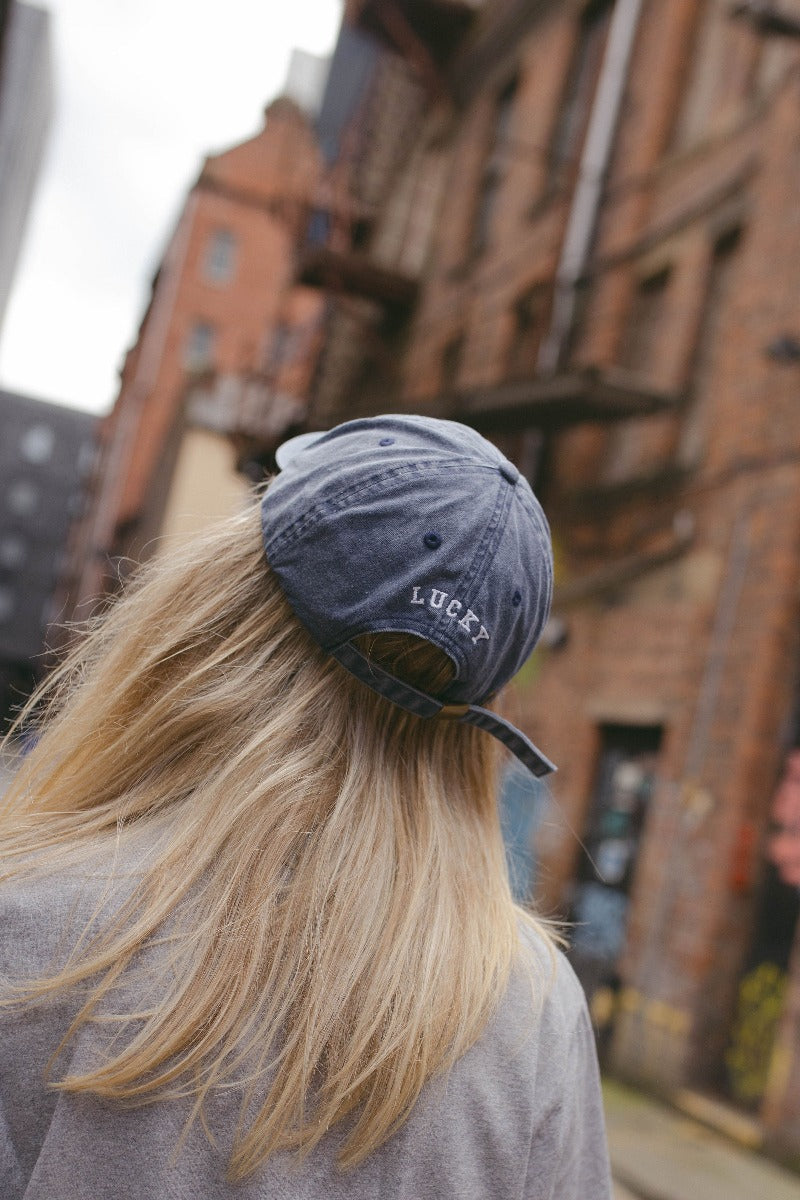 Denim Blue Embroidered Lucky Cap