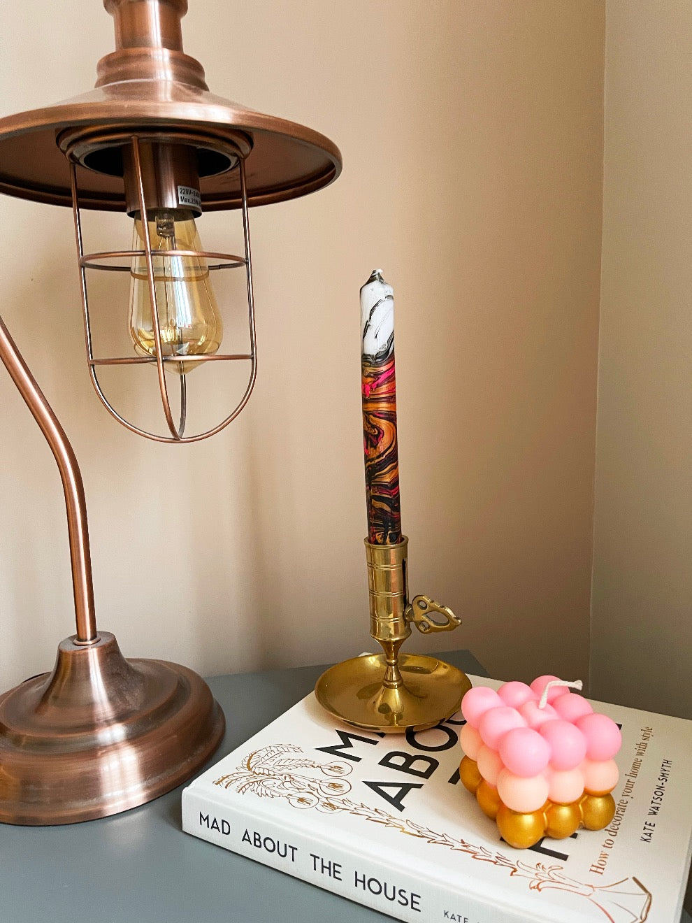 Marble Neon Dip Dye Candle Set of three