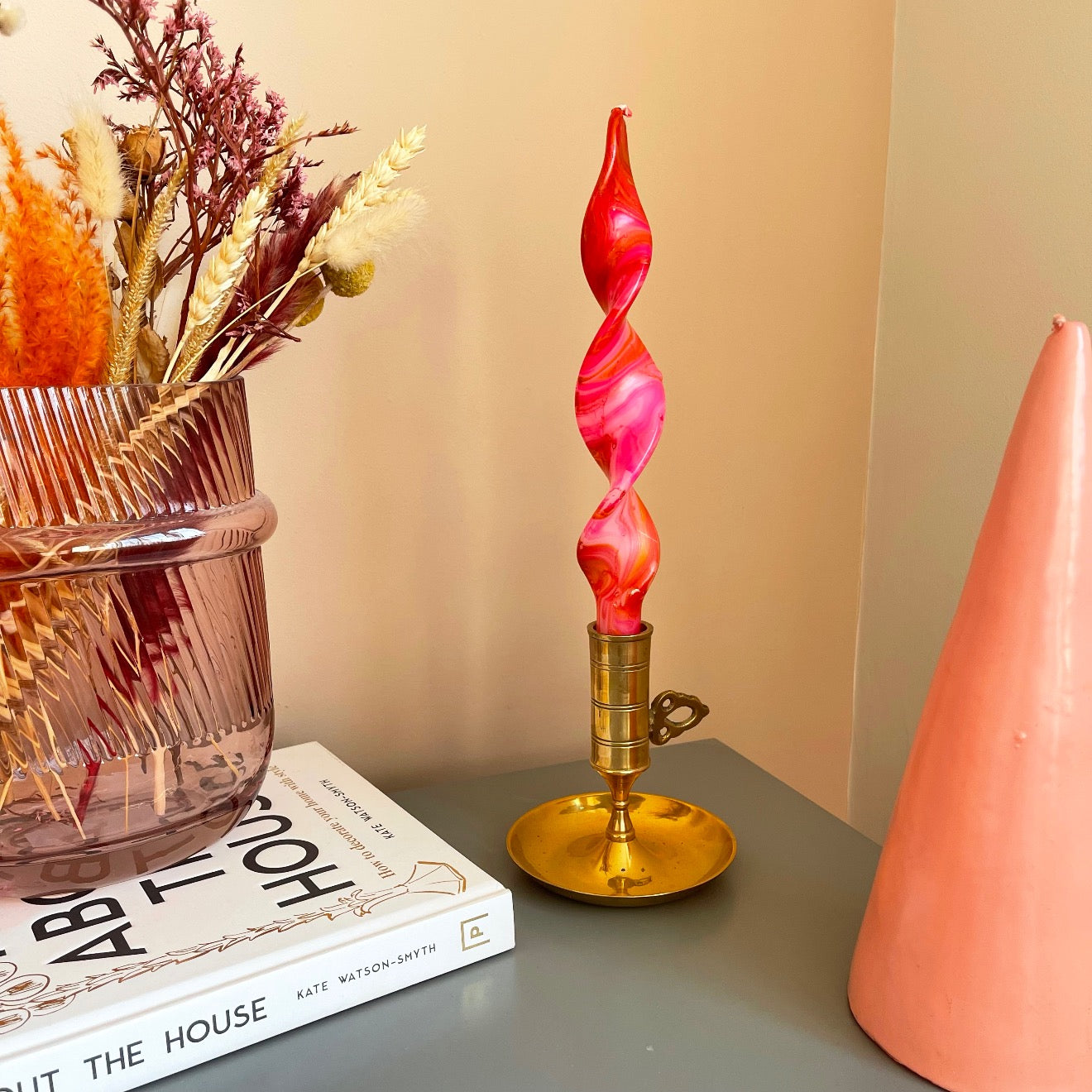 Twisted Marble Dip Dye Dinner Candle