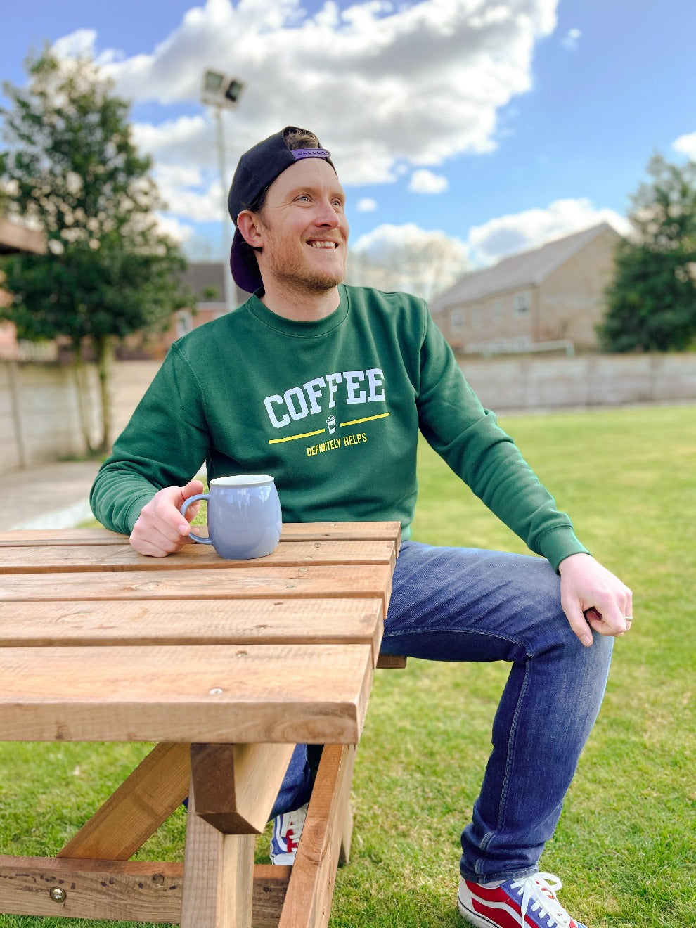 Coffee Definitely Helps Varsity Sweatshirt