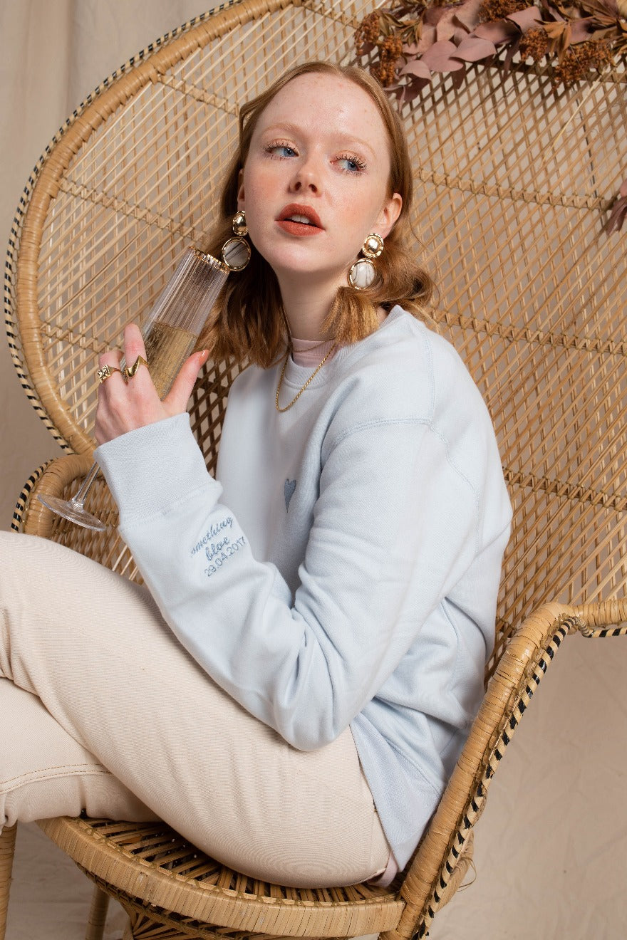 Something Blue Embroidered Sweatshirt