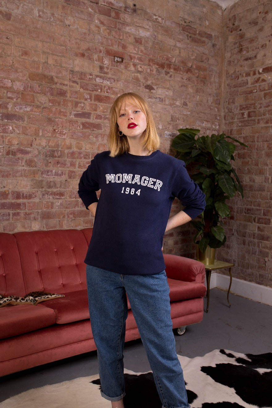 Personalised Momager Varsity Sweatshirt