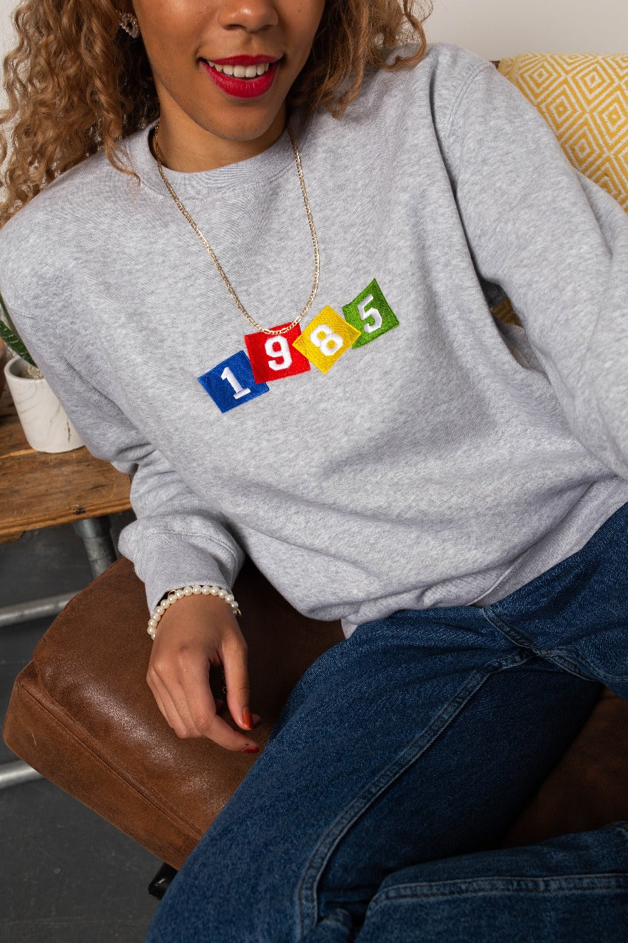 Personalised Year Retro Embroidered Sweatshirt