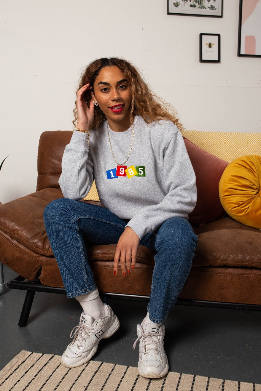 Personalised Year Retro Embroidered Sweatshirt