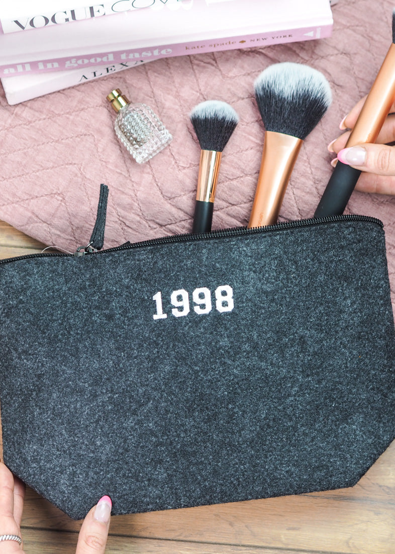 Embroidered Year Felt Make Up Wash Bag