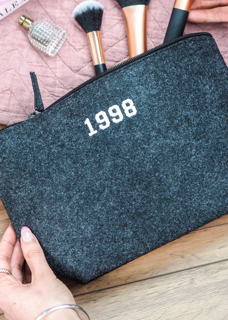 Embroidered Year Felt Make Up Wash Bag