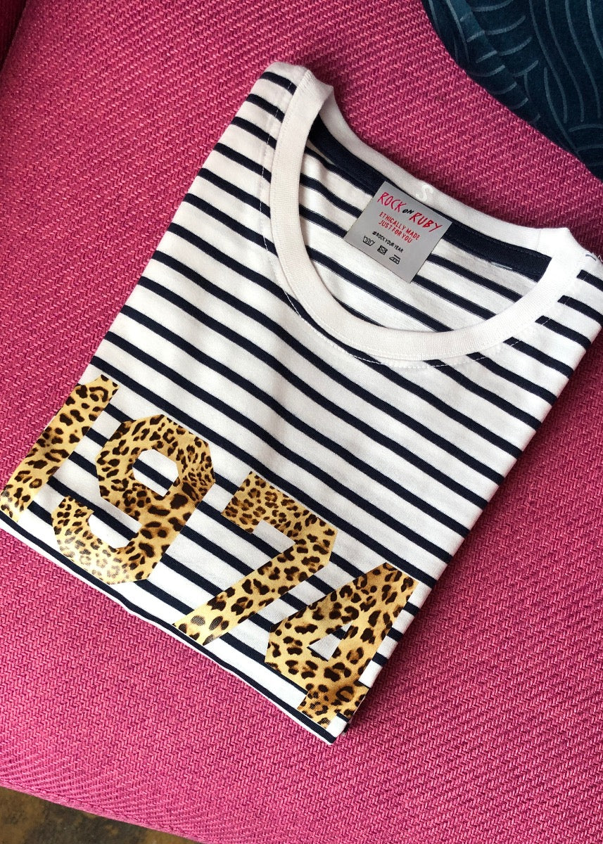 Personalised Year Striped T Shirt