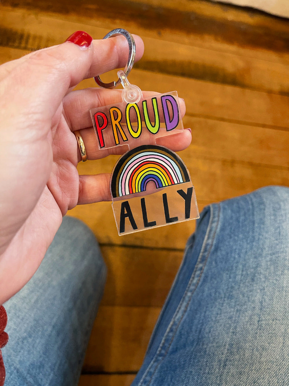 Proud Ally Rainbow Keyring