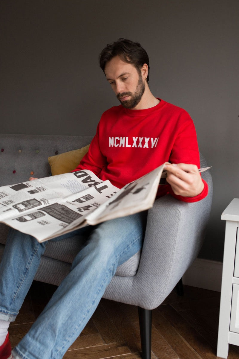Roman Numeral Printed Sweatshirt