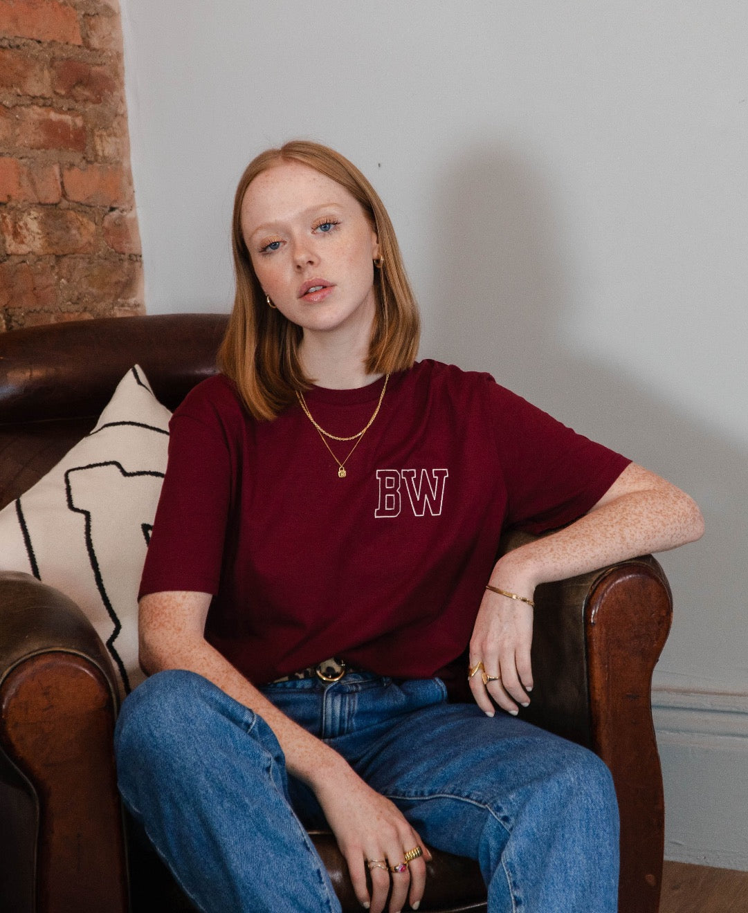 Embroidered Outline Initials T-Shirt