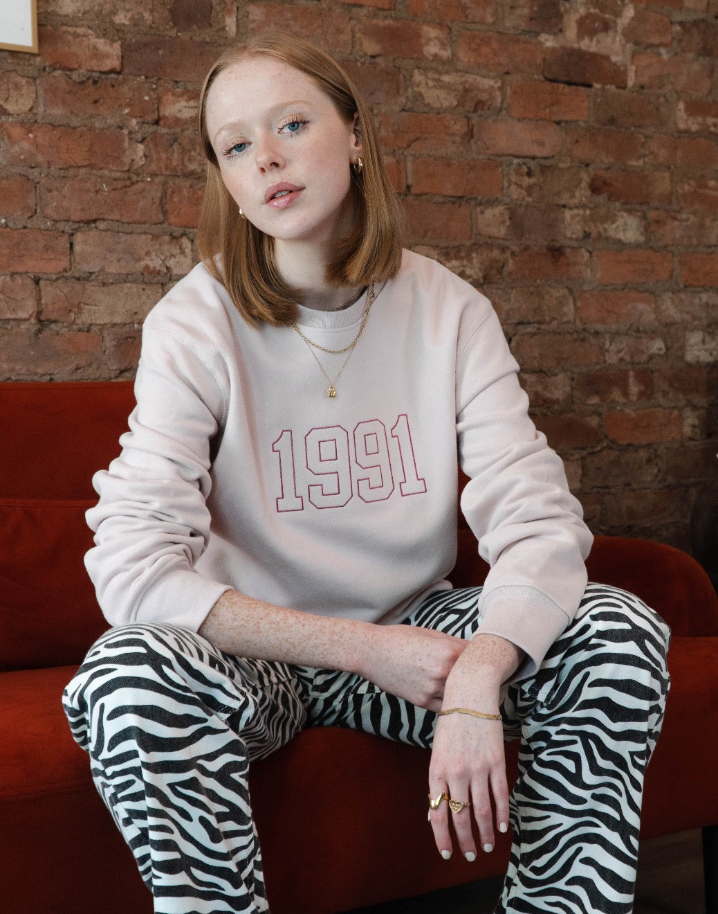 Embroidered Outline Year Sweatshirt