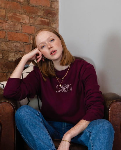 Small Embroidered Outline Year Sweatshirt