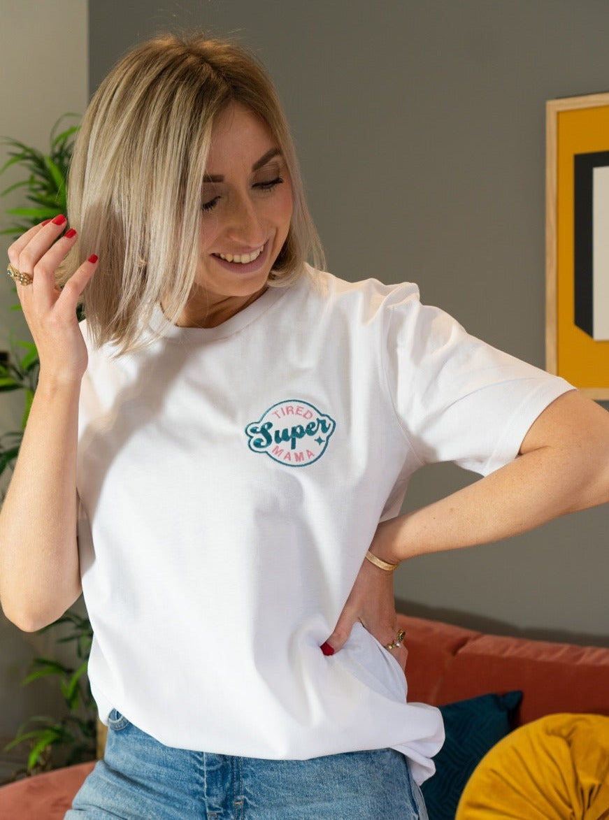 Super Mama Personalised Badge T-Shirt