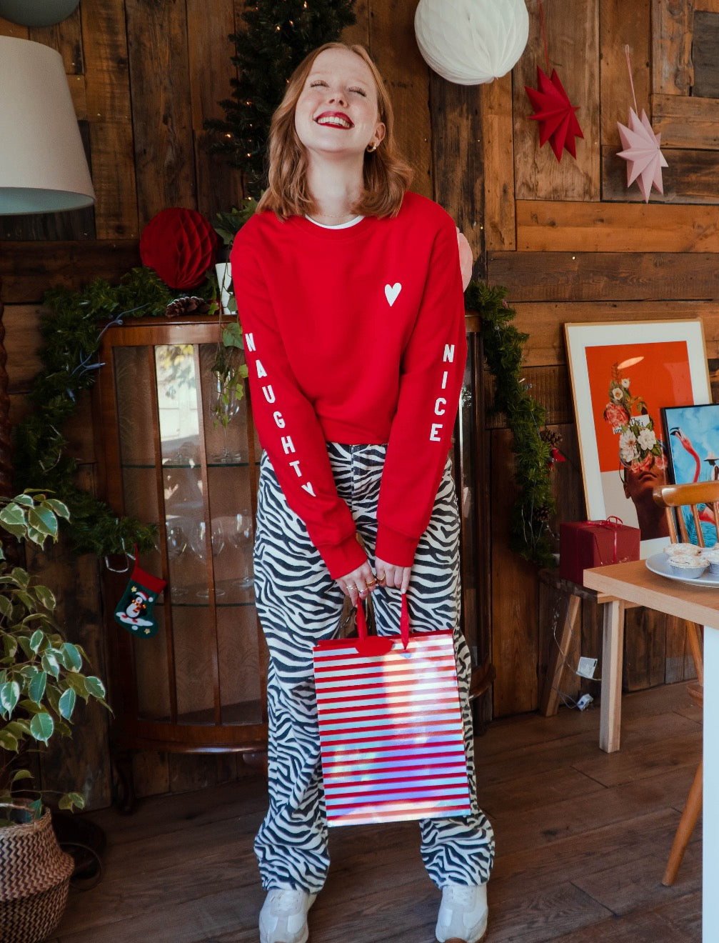 Naughty Nice Sleeve Christmas Jumper