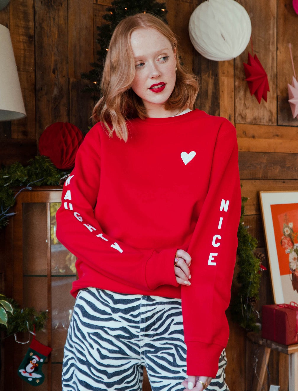 Naughty Nice Sleeve Christmas Jumper