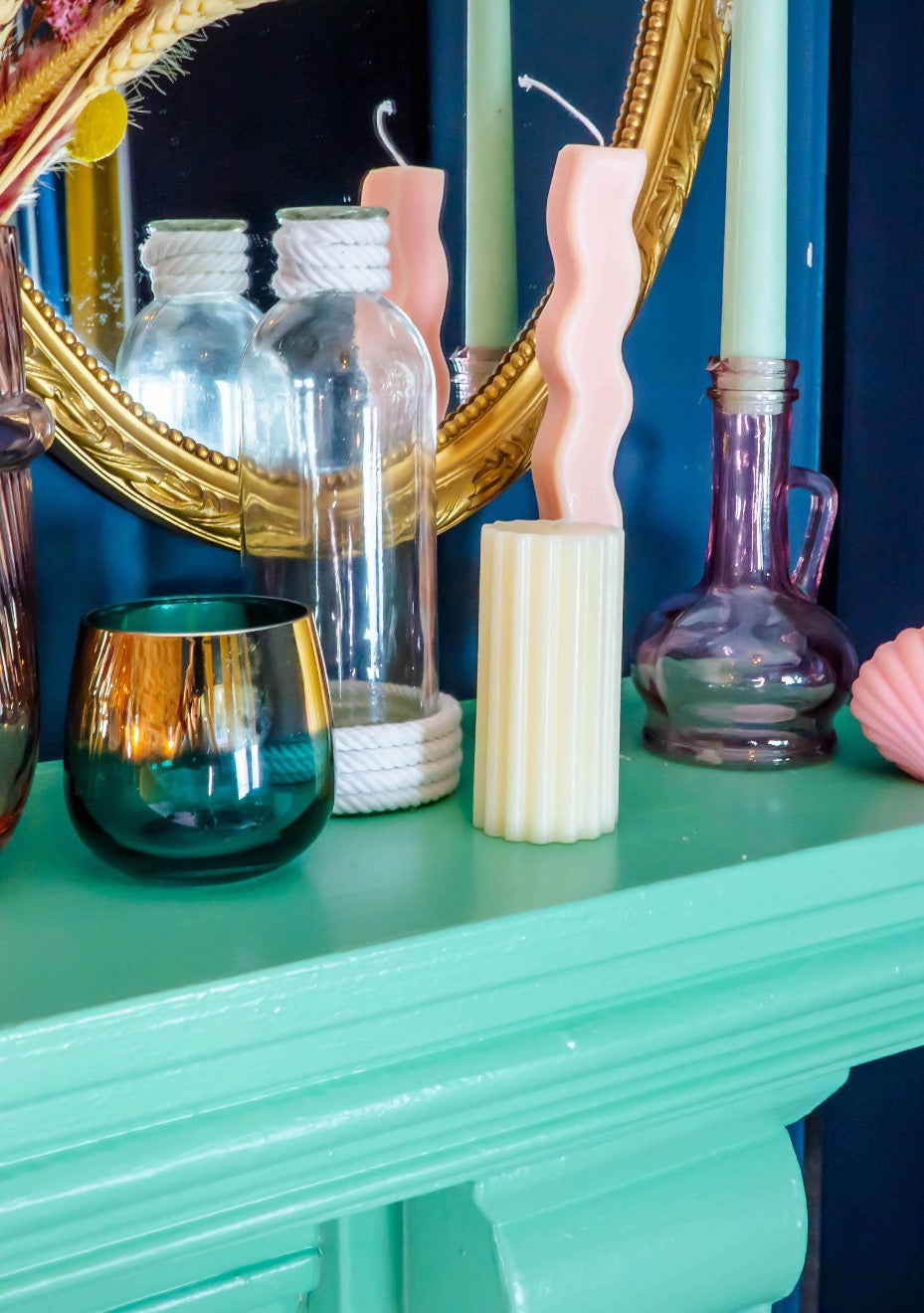 Cream Ridged Pillar Candle