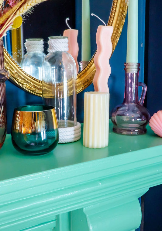 Cream Ridged Pillar Candle