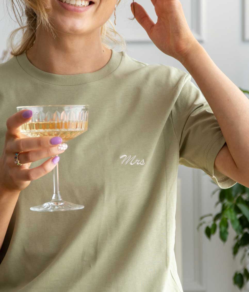 Embroidered Mrs Script T-Shirt
